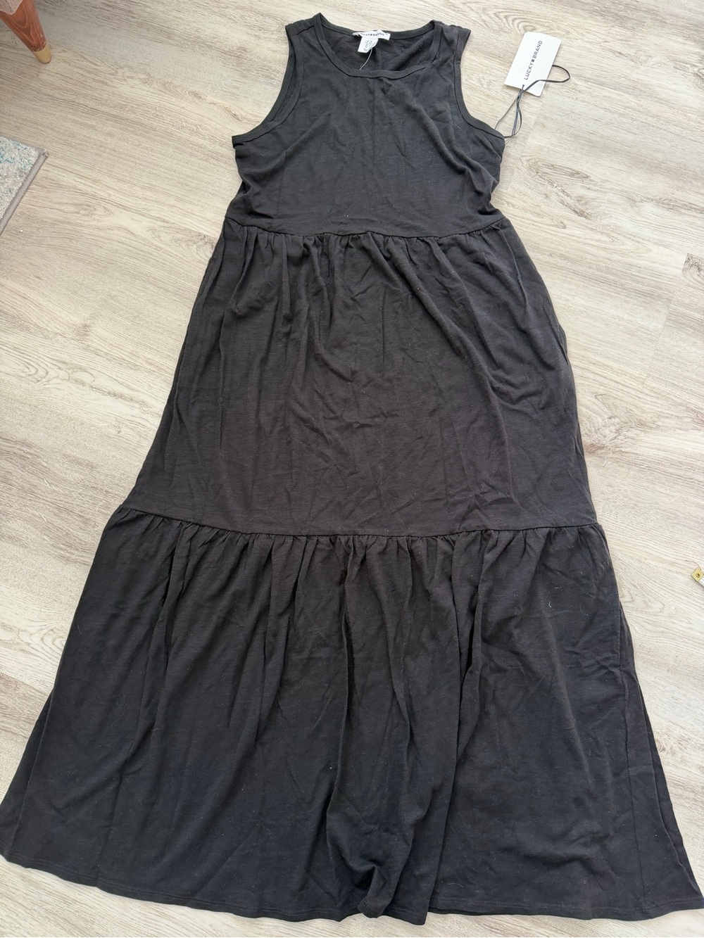 Lucky Brand Black Tiered Sleeveless Maxi Dress